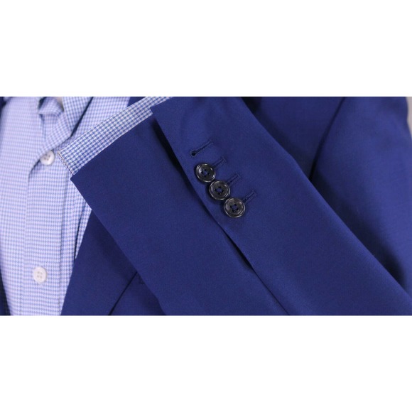 Custom Made! Bespoke Solid Dark Royal Blue 2-Btn Slim Fit Ticket Pkt Blazer 34S - Picture 6 of 10